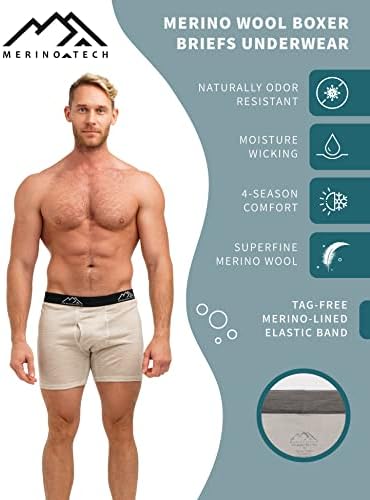 Меринос.tech Merino Wool Mens Underwear - Мъжки Гащи-Боксерки с Базовия слой от Мериносова вълна за мъже
