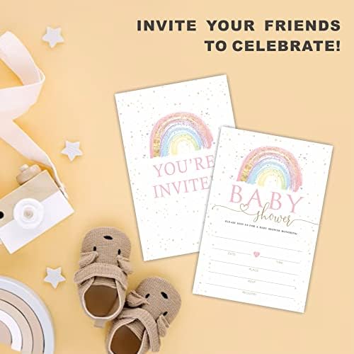 Покани за детски душ в ириса теми, 25 Използваеми покани картички с конвертами, Двустранно покана за момчета и момичета