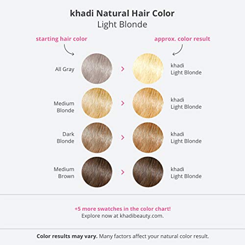 натурален цвят на косата khadi LIGHT BLONDE, боя за коса на растителна основа от студено блонда до топло златисто-меден,