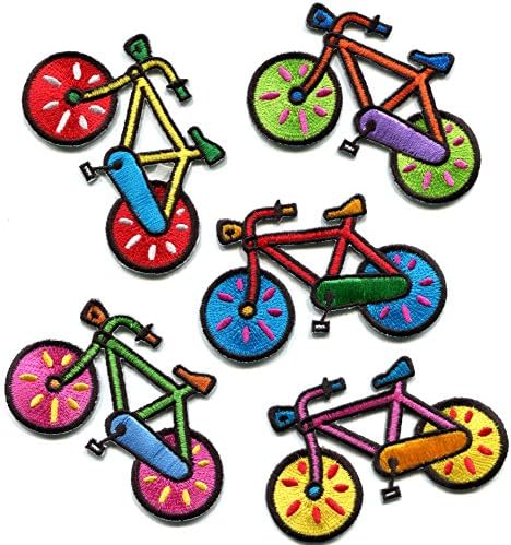 Лот от 5 Ретро Велосипеди под Наем Колоездач на 70-те години на Детски Забавни Бродирани Апликации Железни