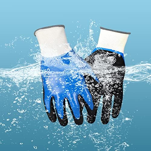 Schwer 3 Чифта Непромокаеми работни ръкавици, Тежкотоварни Ръкавици с Нитриловым покритие, Маслоустойчив, Грязезащитные,
