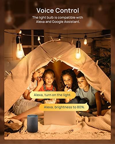 Умни Лампи Linkind Edison 4 опаковки и Меки Бели led Лампи с регулируема яркост 6 Опаковки