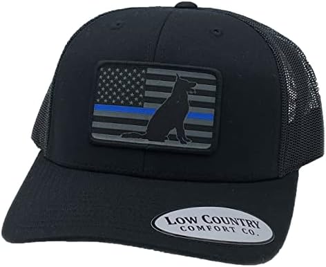 Low Country Comfort Co. Официалната шапка на немската овчарка Blue Line от САЩ с нашивкой - Удобна шапка за шофьор на камион възстановяване на предишното положение!