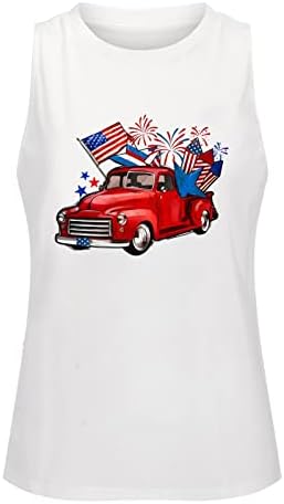 На 4 юли, Дамски Блузи с Флага на САЩ, Летни Ежедневни Тениски Без ръкав Райе със Звездите, Патриотични Спортни Върхове на
