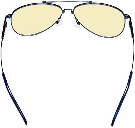 Пилотът CessBlu Синя Светлина Блокер Очила С Антирефлексно Покритие UV с Жълт Плат на Компютърни Очила за Мъже Жени Гъвкави