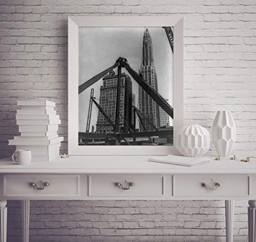 БЕЗКРАЙНИ СНИМКИ Фотография: Инсталиране на 1-ва стоманени греди на моста Ню Уобаш авеню, Чикаго, Илинойс, Илинойс, 1930