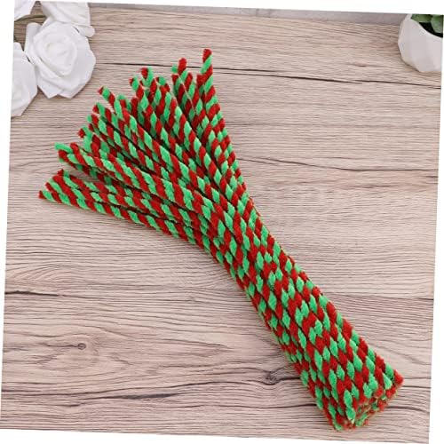 FAVOMOTO 50шт Зелена Сърма Подаръци на едро Червени Вратовръзки от Шенилна Занаят Тръба САМ за Пречистване на тръби Коледа