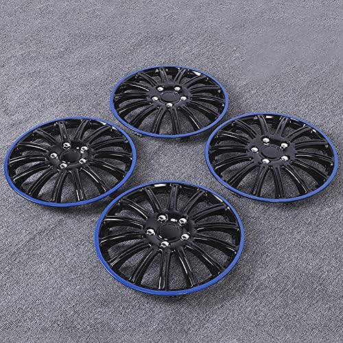 Тасове за колела BstXqty 15 инча - Комплект от 4 защелкивающихся калъфи за гуми, R-15, стоманени джанти черно и сини цветя,