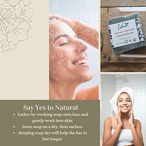 Естественият сапун Eden Daily Essentials за почистване на лицето с въглен на прах и бентонит глина от чисти етерични масла,