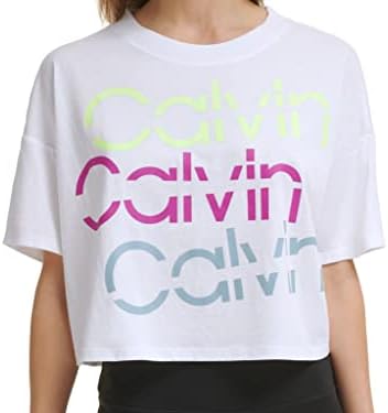 Дамски Укороченная тениска с Разрезанным логото на Calvin Klein Performance