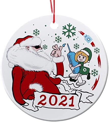2021 Коледна Украса, Декорация на коледна украса, 2021 Украса за Коледната елха Керамични Двустранни Украса за коледната елха, Сувенири, не мога да понасям-Подаръци за ?