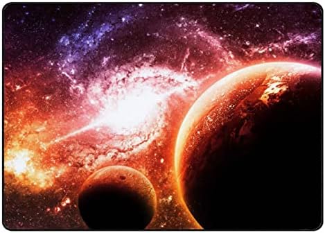 XOLLAR 80x58 инча Големи Детски Подложки Planets Over Golden Galaxy Меки Детски килимче за Детската Стая с Всекидневна и
