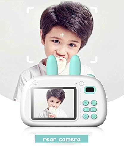 Детска помещение MOCFLY с заячьими уши, Мини-малка-рефлексен Цифров играчка, Двойна предна и задна камера с резолюция от 18 Милиона пиксела, с SD-карта 16 GB, видео HD 1080P, Тво