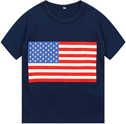 Тениска с Американския флаг За момчета и Момичета, Памучен Тениска с къс ръкав на 4 юли, Патриотични Върховете на САЩ за Деца