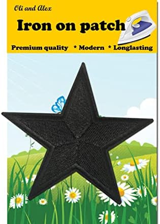 Ленти с бод - Черна нашивка под формата на звезда с бод за дрехи - 1 бр, Апликация с бродерия за дънки - Шият -Звезда