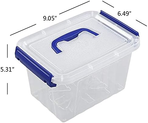 Набор от пластмасови контейнери за съхранение на Waikhomes обем 3 л от 6 броя, Плик контейнер за съхранение, с дръжка (синьо перо), f