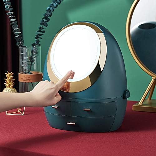 Луксозна Кутия за съхранение на козметика Anncus с led Огледало за грим и Пыленепроницаемой рафт за продукти за грижа за кожата - (Цвят: B LED)