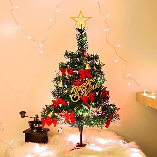 2212OD 24 'Настолен Мини-Коледен Коледа Набор от Изкуствена Мини-Коледна Елха Pinaster с Led Гирлянди и Украса за