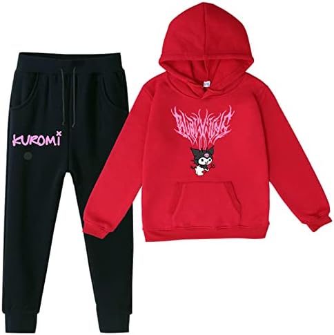 Visaml/Детска Hoody Kuromi с качулка, 2 броя, Hoody с дълги ръкави и панталони за джогинг, Комплект дрехи, спортно облекло с шарките на Аниме (от 2 до 16 години)