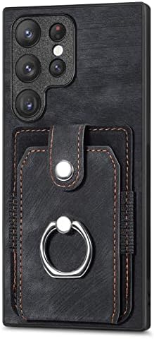 Чанта-портфейл LINYUNE Galaxy S23 Ultra Case с отделения за кредитни карти, калъф-титуляр [4 карта] [Функция на автомобилния