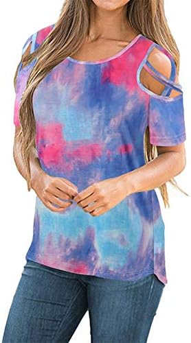 Тениска с къси ръкави и рамене iLUGU, Дамски Блузи на спагети презрамки със студена Лятна Принтом, Блузи, Къса Дамска Блуза, Базова тениска