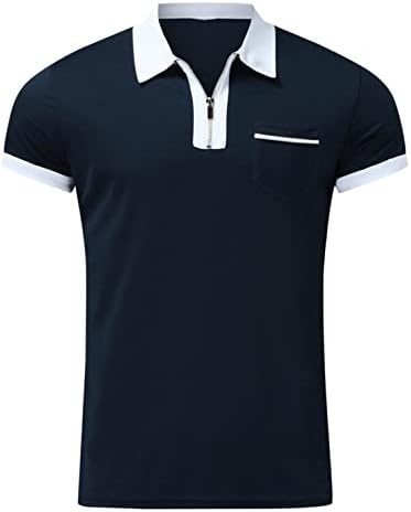 XXBR Риза с къси ръкави с цип за мъже, 2022 Нови Летни Блузи за голф с цип 1/4, Ежедневни Риза с Къс ръкав и Преден