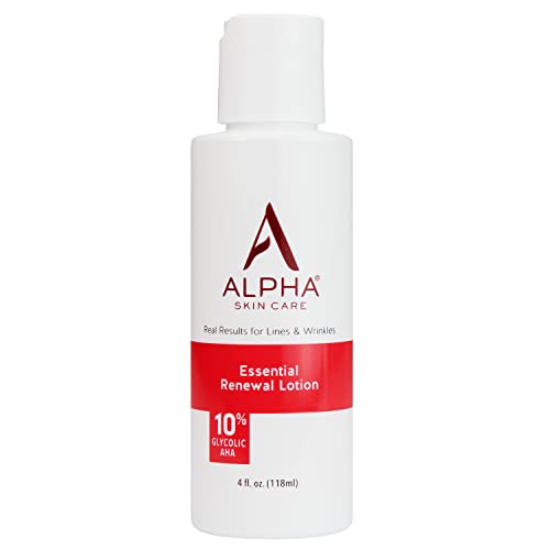 Лосион за обновяване на Alpha Skin Care Essential | формула против Стареене | 10% гликолова алфа-гидроксикислота (AHA) | Намалява появата на бръчки За нормална и суха кожа | 4 ет. унц?