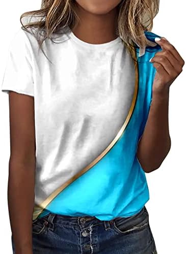 DGMBBX Блузи за Жени, Тениски с дълъг ръкав Размер Плюс, Асиметрични Блузи с V-образно деколте, Графични Тениски за Жени, Модни