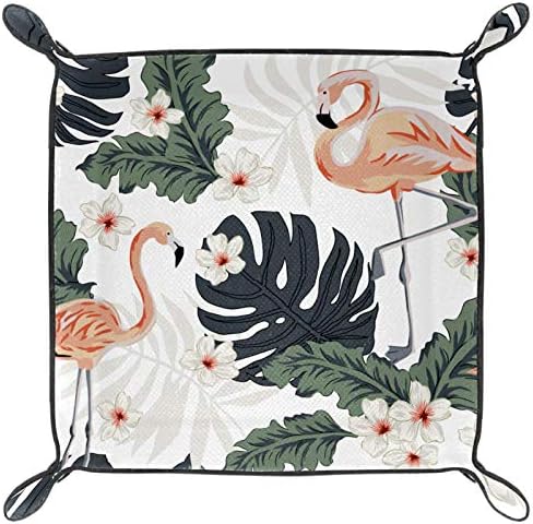 Тропическата гора Цвете, Фламинго Листа Органайзер Тава Кутия За Съхранение на Нощни Caddy Тенис на Тава Чантата си за Дреболии