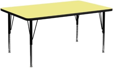 Мебели Flash Wren 24 W x 48L Правоъгълен сив маса за класове от термоламината с къси крака, регулируеми по височина