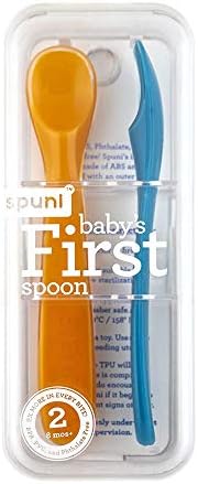 Spuni - Детска лъжичка, Ясла за бебета от мек медицински пластмаса, Лъжички за хранене на бебета (над 8 месеца), Прыгающая Синя