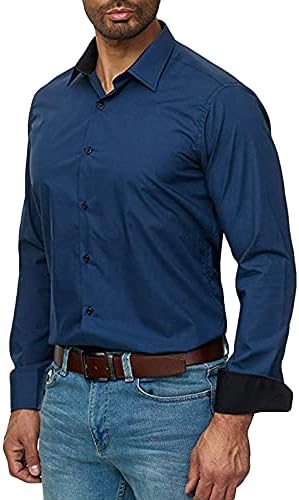 Бизнес ежедневни ризи XXBR за мъже, есенна мъжка риза в бизнес стил с отложным яка 2021 г., свободни обикновена ризи, Блузи, Смесени с футболками или спортен пиджаком, па?