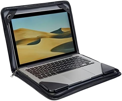 Черен кожен калъф-месинджър за лаптоп Broonel - Съвместима с Dell Latitude 7410 14 Chromebook Enterprise