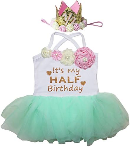 Боди-поличка от Тюл Kirei Sui Бебе с Флорални Принтом на Половин Ден, Рожден ден и Превръзка на главата под формата на