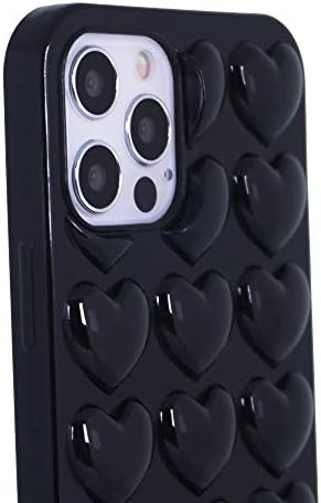 DMaos Калъф за iPhone 12 Pro/ iPhone 12 за жените, Гелевый калъф във формата на 3D-балон във формата на сърце в кавайном стил, Сладък Девчачий калъф за iPhone12 Pro / iPhone12 6,1 инча - Черен