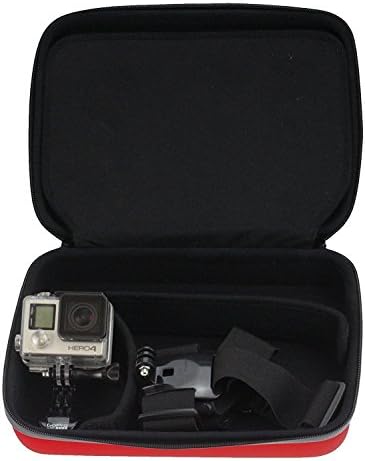 Navitech Червен Удароустойчив Твърд калъф за съхранение, съвместими с водоустойчива екшън-спортна камера DBPOWER