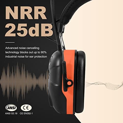 Антифони За защита на Слуха Muffpro Bluetooth, Защита на Ушите, с Шумопотискане в 32 db, Защитни Слушалки Работни Слушалки