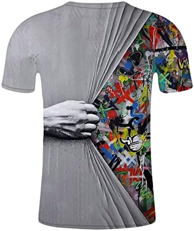 UBST Мъжки солдатские тениски с къс ръкав, лятна градинска тениска с 3D графичен градския принтом, тениска с кръгло деколте,