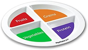 Контрол порция чиния от материали MyPlate за възрастни и юноши - меламин - Разделители и нескользящие крака - 1 Чиния