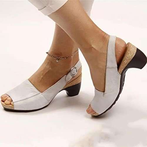 Aayomet Клин сандали за жени, елегантни сандали на жените, комфорт сандали на ток с отворени пръсти каишка на глезена буци