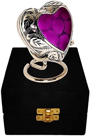 Класическа Урна–Сувенир във формата на сърце Akanksha Arts за Човешкия Пръст - с Кутията и стойката - Приятно Лилав цвят височина 7 см
