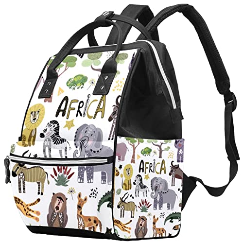 Африкански Животни Вечерни Чанти-Тоут за Памперси С Шарките на Мумии, Раница с Голям Капацитет, Чанта за Памперси, Пътна Чанта за Грижа за Детето
