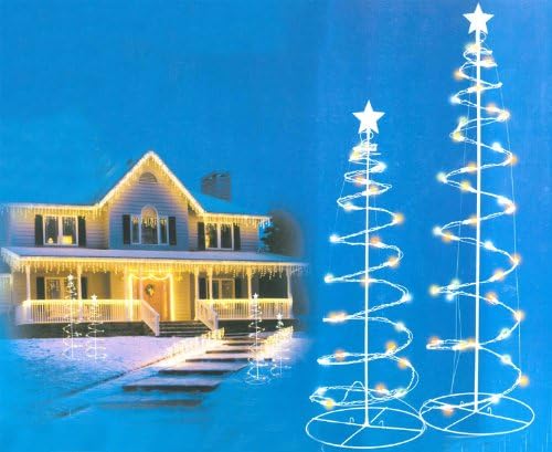 Комплект от 2 Многоцветни Спирални на Коледни Елхи С Led Осветление, Външна Декорация 3', 4'