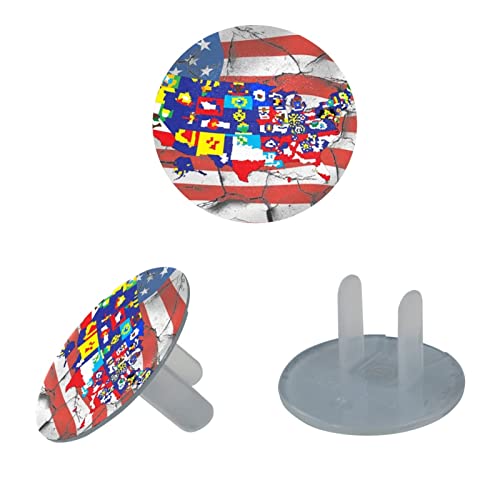 Капачки за контакти с карта на света и американския флаг на САЩ, 24 опаковки - Защитни капачки за контакти, за
