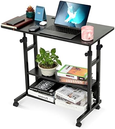 Бюра за вашия офис с регулируема височина, Малка маса за лаптоп с място за съхранение на неща за по-малки пространства,