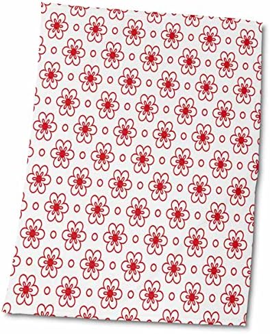 3dRose Ан Мари Baugh - Модели - Сладки Червени цветя и кръгове - Кърпи (twl-215819-3)