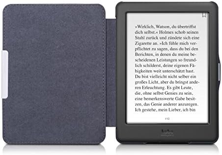 калъф kwmobile, Съвместим с Кобо Glo HD/Touch 2.0 - Калъф-книжка за четене на електронни книги от изкуствена кожа в стила на Книгата - Черен