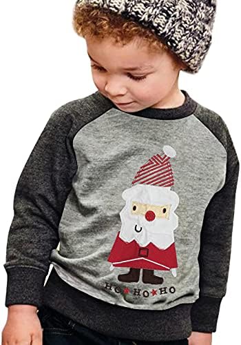 Коледна Hoody За Малки Момчета и Момичета, Забавен Пуловер Дядо Коледа, Детски Случайни Пуловер с кръгло деколте и Дълги ръкави