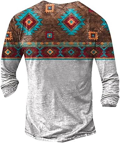 Тениски с Етнически Модел западните Ацтеките, Мъжки Блузи С V-образно деколте и дълъг Ръкав, по-Големи Размери, Мъжки Ежедневни Ризи с копчета
