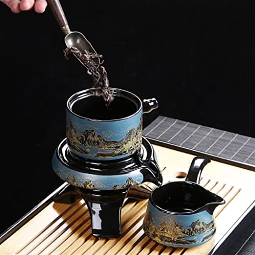 GANFANREN Домашна Кафе машина, Въртяща се Каменна Мелница Автоматично Чай, Определени В Комплект с машина за Чай и Чаена Чаша